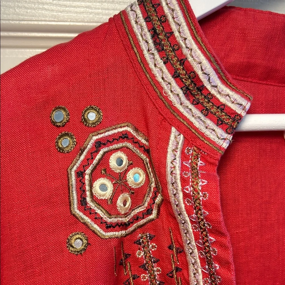 Vintage Embroidered Red Shirt - Picture 2 of 9